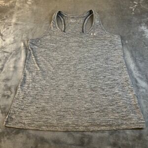 Under Armour HeatGear Tank Top Womens Large Gray Racerback Space Dye Loose Fit